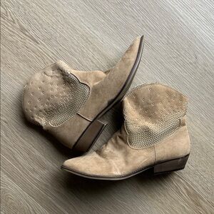 Western Studded Suede Ankle Boots
